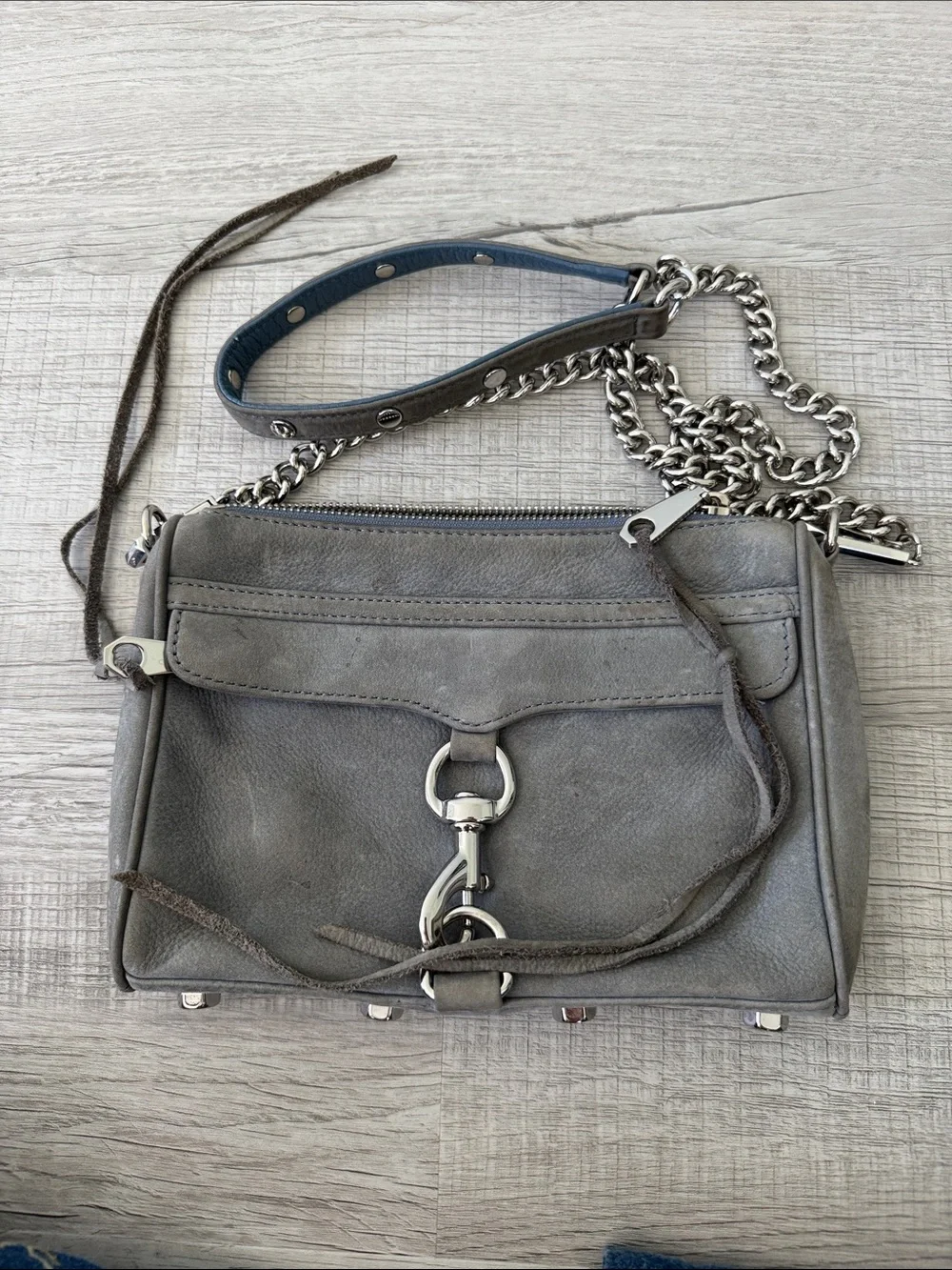 Rebecca Minkoff Mini MAC Gray Suede Mini Crossbody with Chain